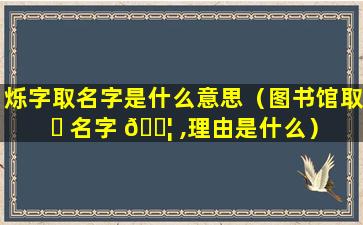 烁字取名字是什么意思（图书馆取 ☘ 名字 🐦 ,理由是什么）